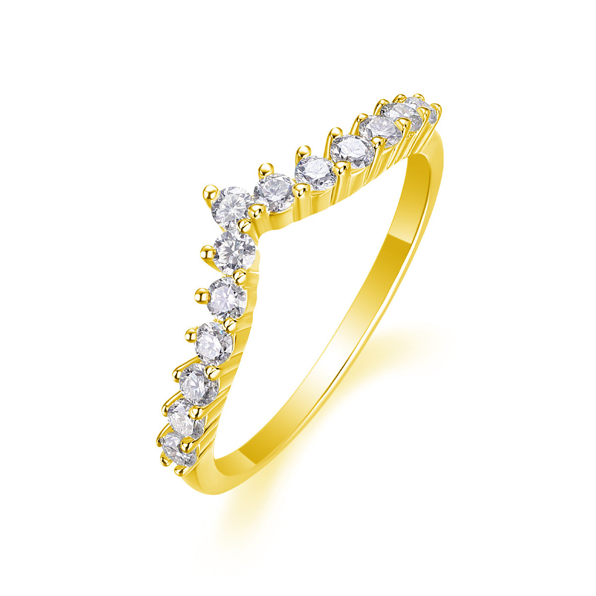2.6CT Moissanite V-shaped Single Row Diamond Ring for Women