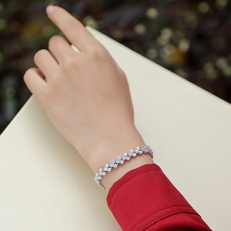 9 Carat Moissanite Luxury Bracelet S925 Silver Plated 18K Gold Women's Style