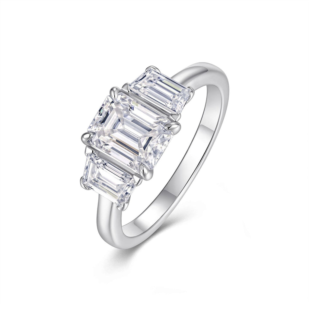 Emerald Cut 6*8mm Moissanite Men's and Women's Ring S925 Silver Plated with 18K White Gold