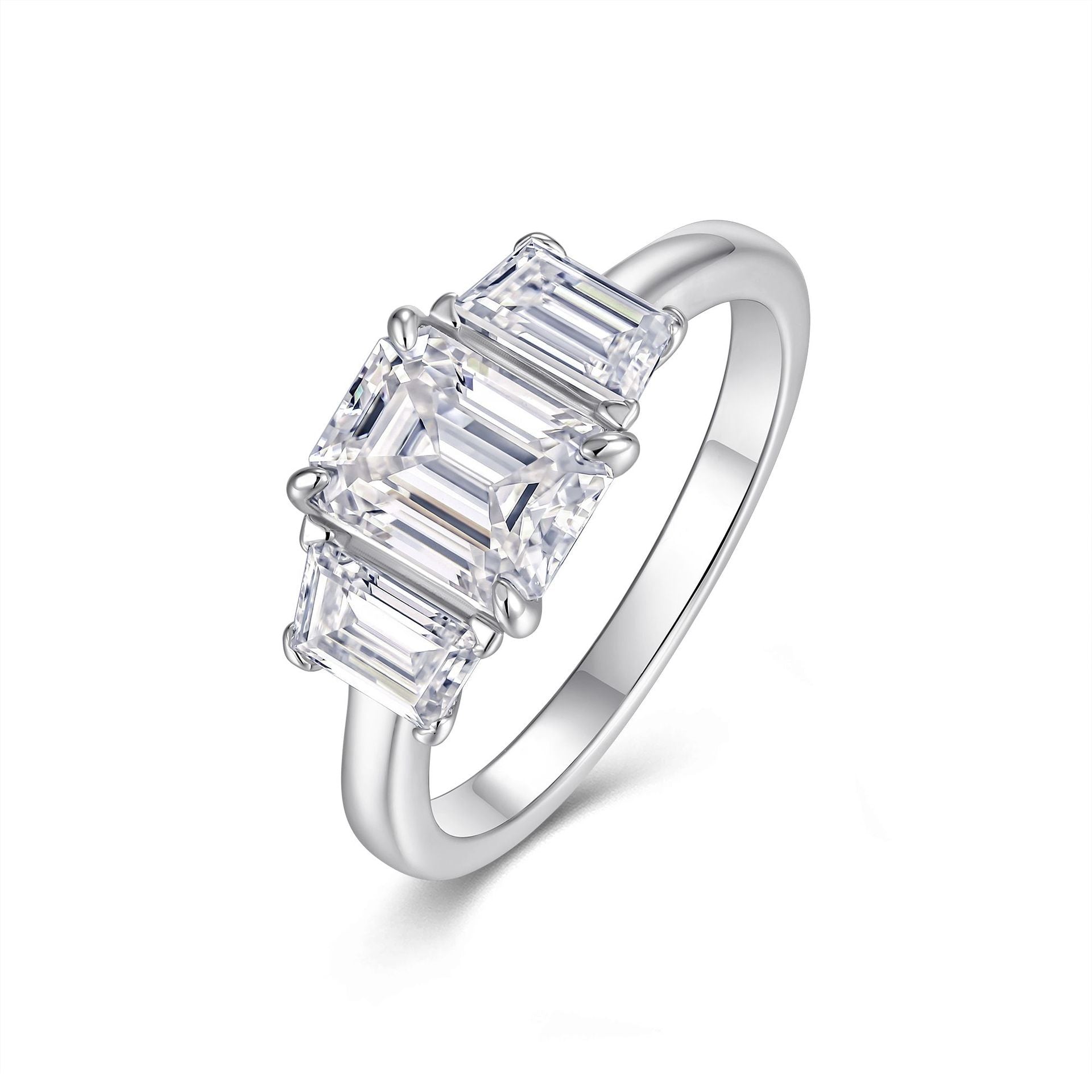 Emerald Cut 6*8mm Moissanite Men's and Women's Ring S925 Silver Plated with 18K White Gold