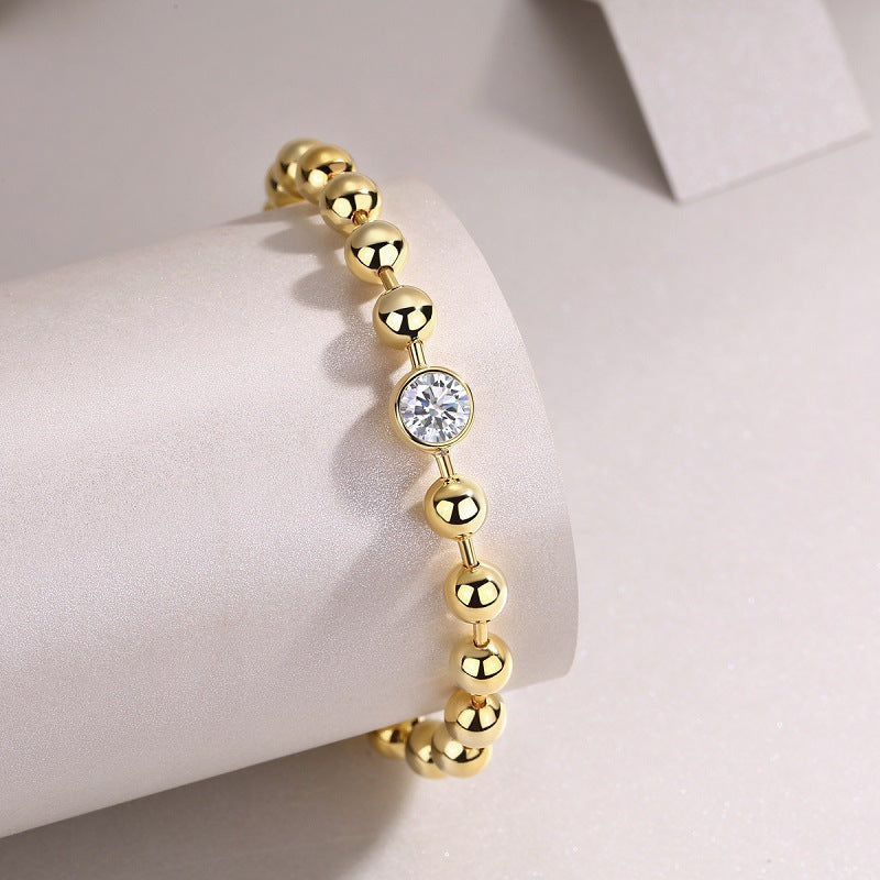 Xueye Wonderland S925 Silver Plated 18K Gold Inlaid 1 Carat Moissanite Bracelet
