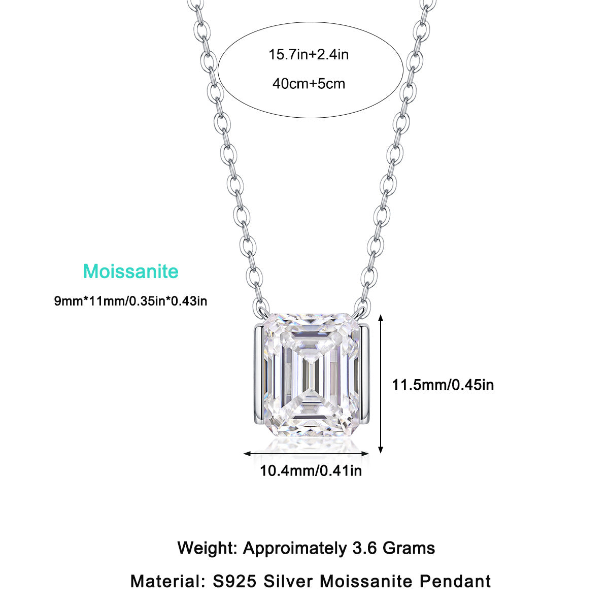 3.5 Carat Moissanite Pendant Necklace For Women
