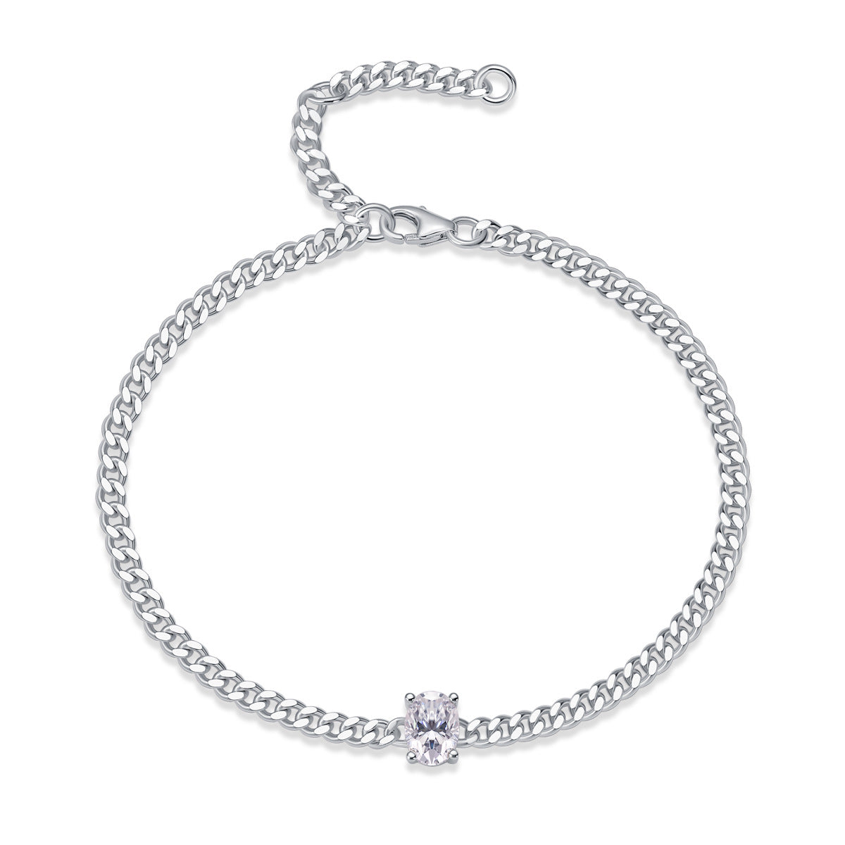 S925 Silver Plated with 18K White Gold 1CT Moissanite Cuban Tennis Bracelet for Men and Women,
