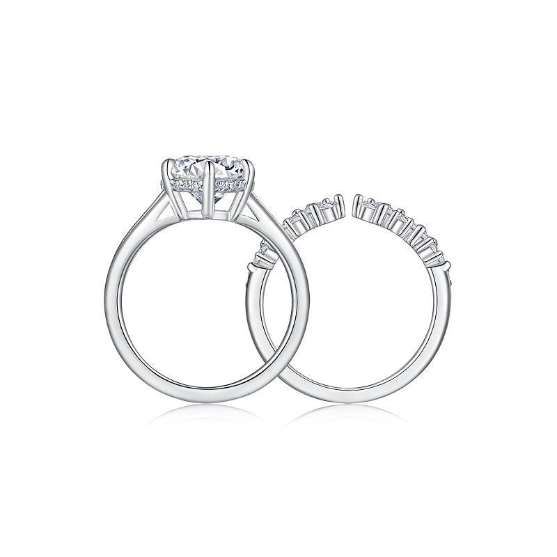 3.2 Carat Moissanite Diamond Ring Set for Women S925 Silver Plated 18K