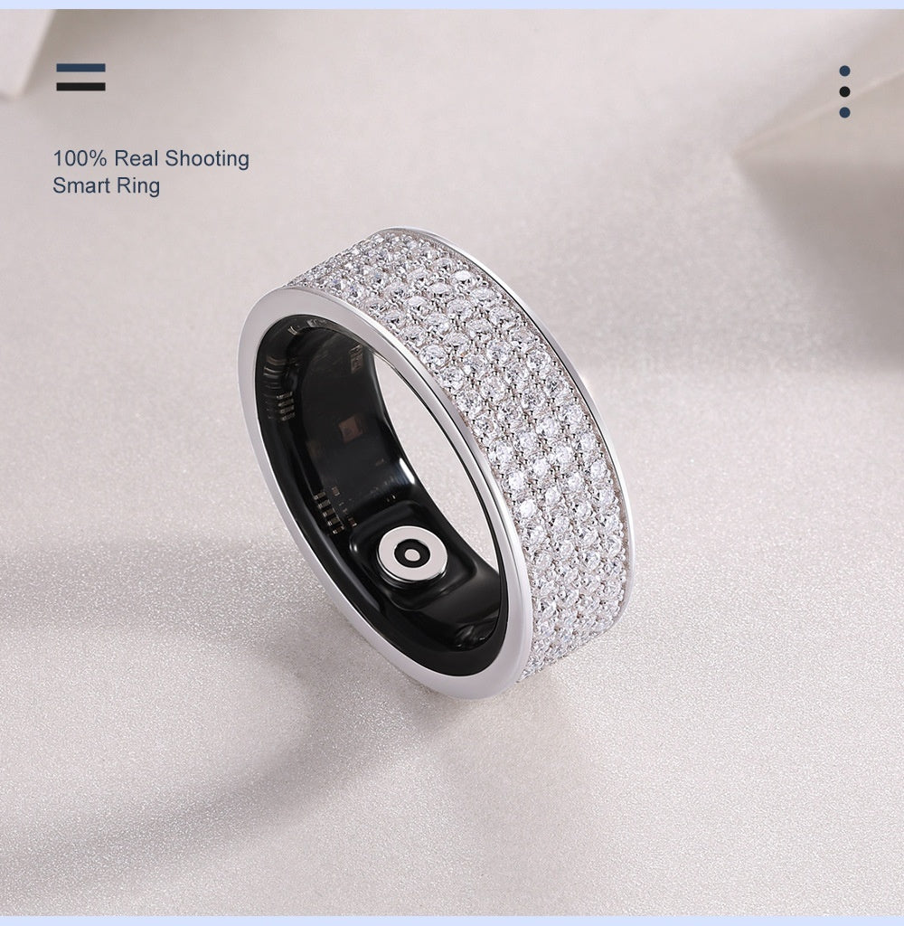 Health Star Smart Ring Integrated Blood Oxygen Monitoring S925 Silver Inlaid Moissanite Ring