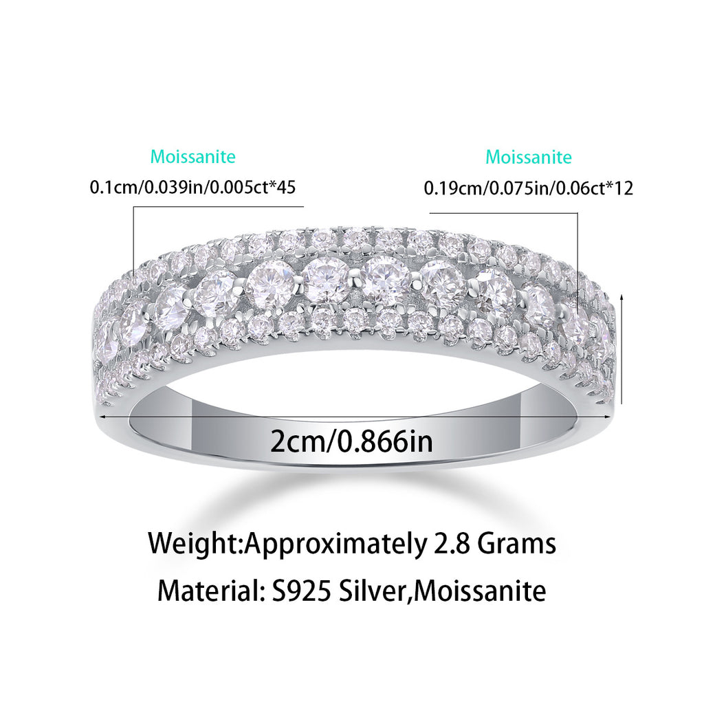 Moissanite Diamond Unisex Ring S925 Silver Plated 18K White Gold
