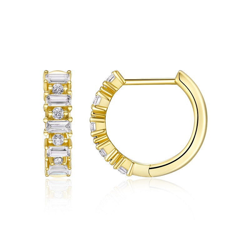 Women's Moissanite Gold Earrings S925 Sterling Silver Plated with 18K Gold
