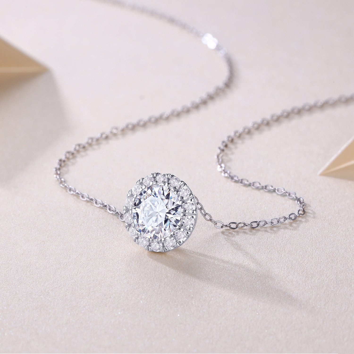 2 Carat Moissanite Necklace for Women S925 Silver Plated with 18K White Gold
