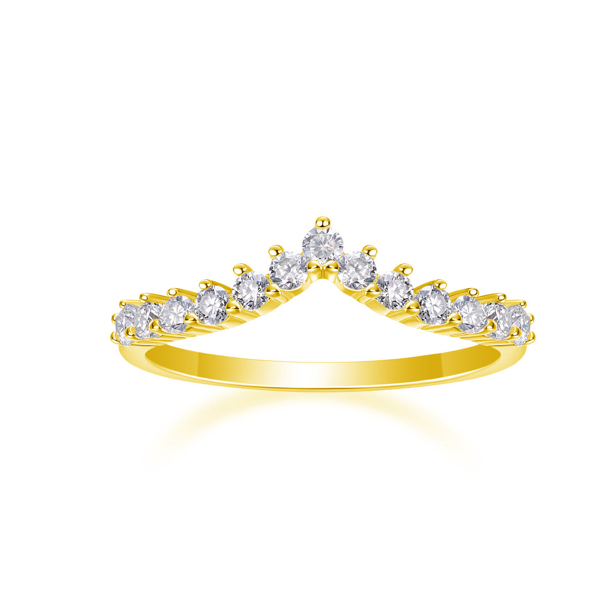 2.6CT Moissanite V-shaped Single Row Diamond Ring for Women
