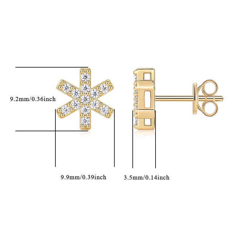 Christmas Snowflake Moissanite Diamond Stud Earrings