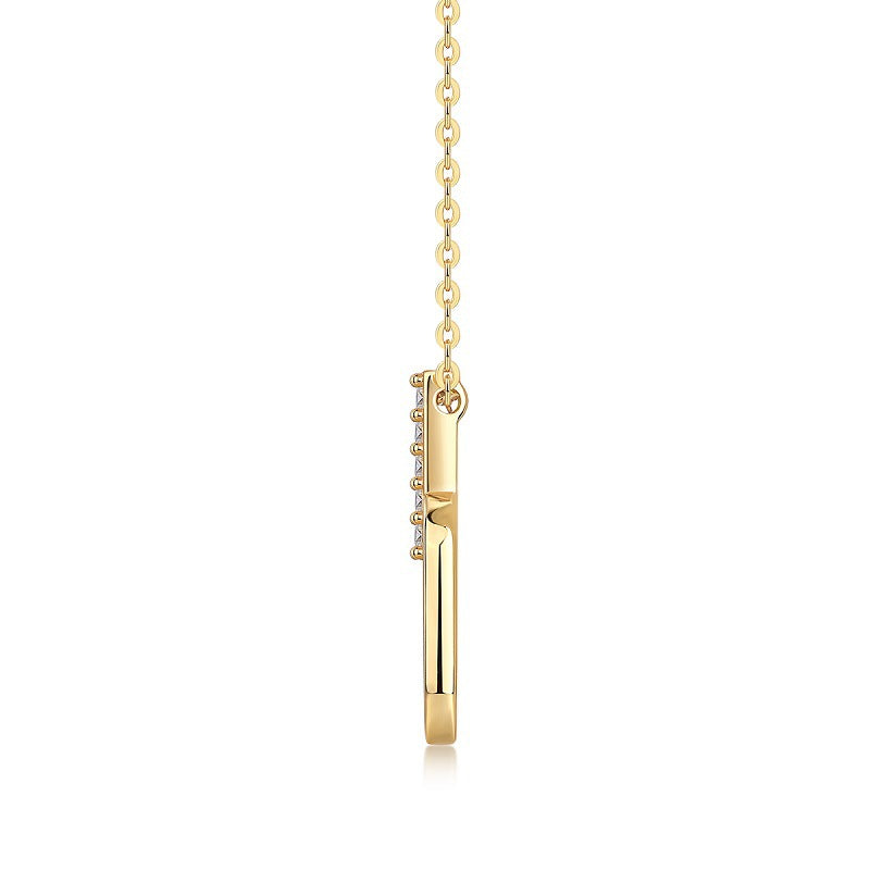 Light and Shadow Geometry Single Row Moissanite Pendant Necklace