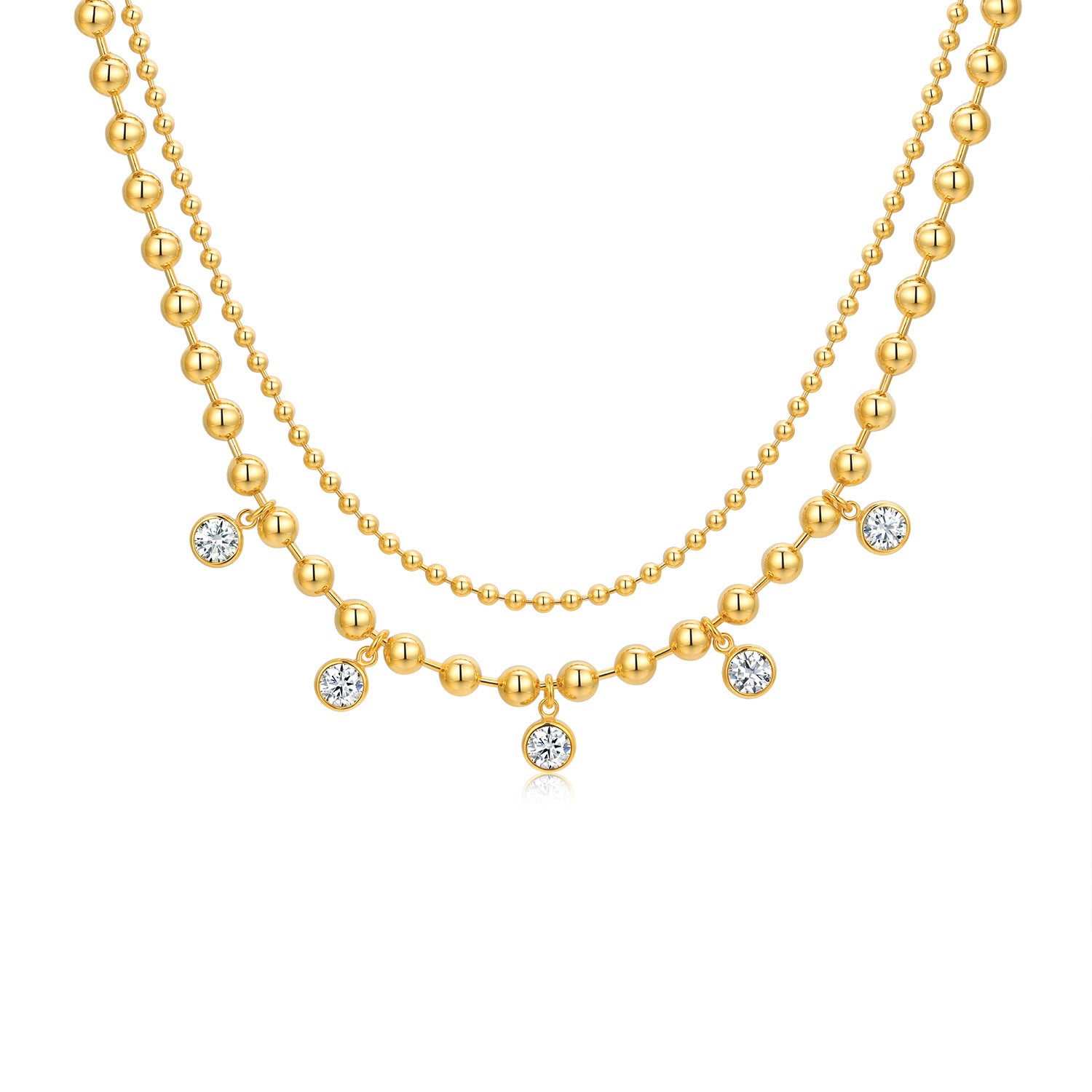 Moissanite Diamond Stacked Tassel Necklace for Women 35.5g S925 Silver Plated with 18K Gold