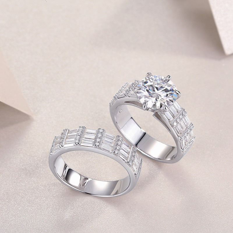 3 Carat Moissanite Stacking Double Layer Ring