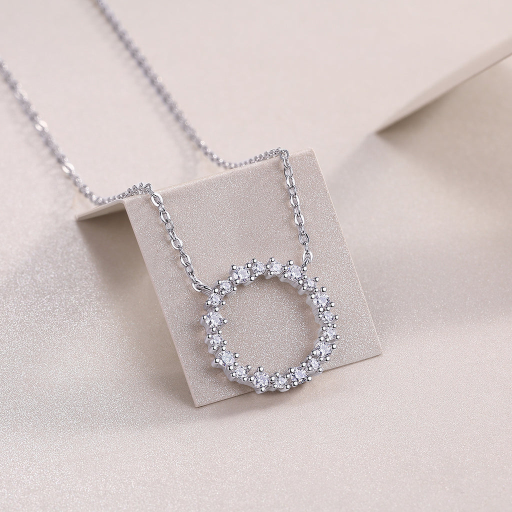 Love Ring Moissanite S925 Silver plated 18K Gold Necklace
