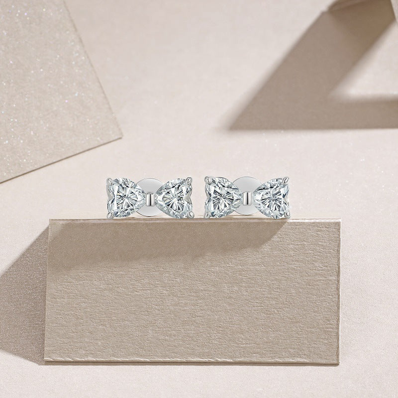 Butterfly Knot S925 Sterling Silver Inlaid Moissanite Diamond Stud Earrings For Women