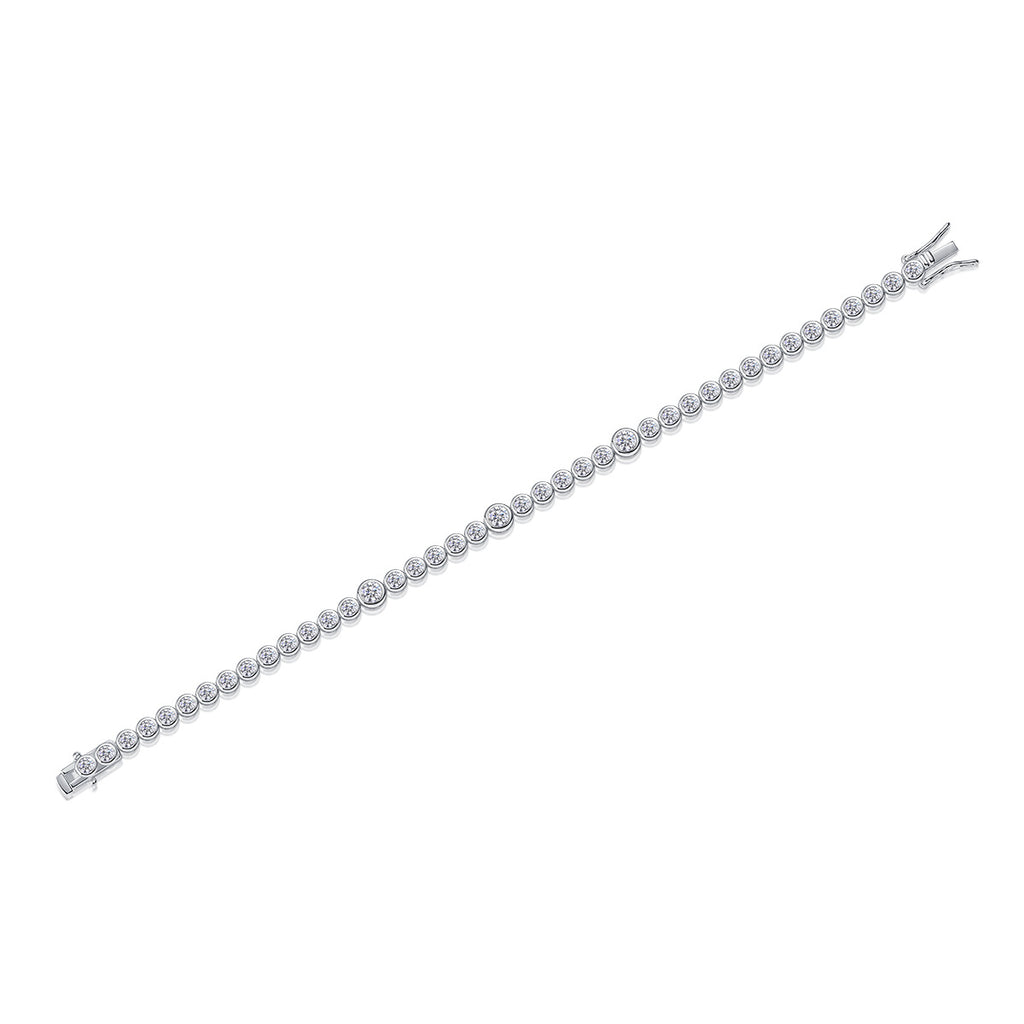 Single Row Moissanite Tennis Bracelet for Men and Women S925 Silver Plated with 18K White Gold