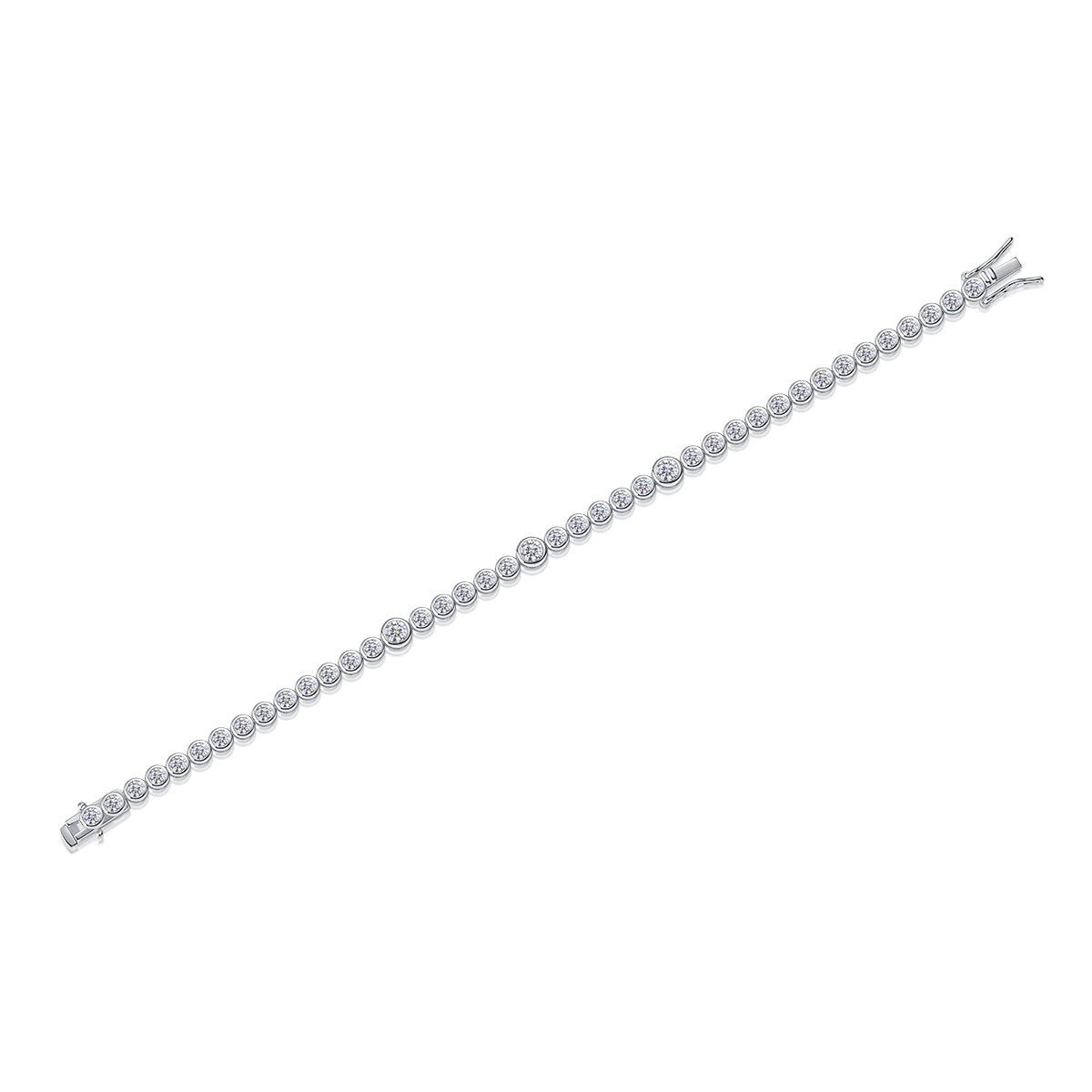 Single Row Moissanite Tennis Bracelet for Men and Women S925 Silver Plated with 18K White Gold