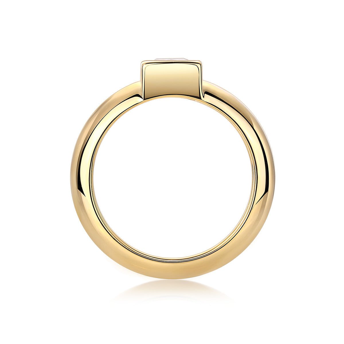 Minimalist Square Moissanite 925 Silver Ring Plated with 18K Gold