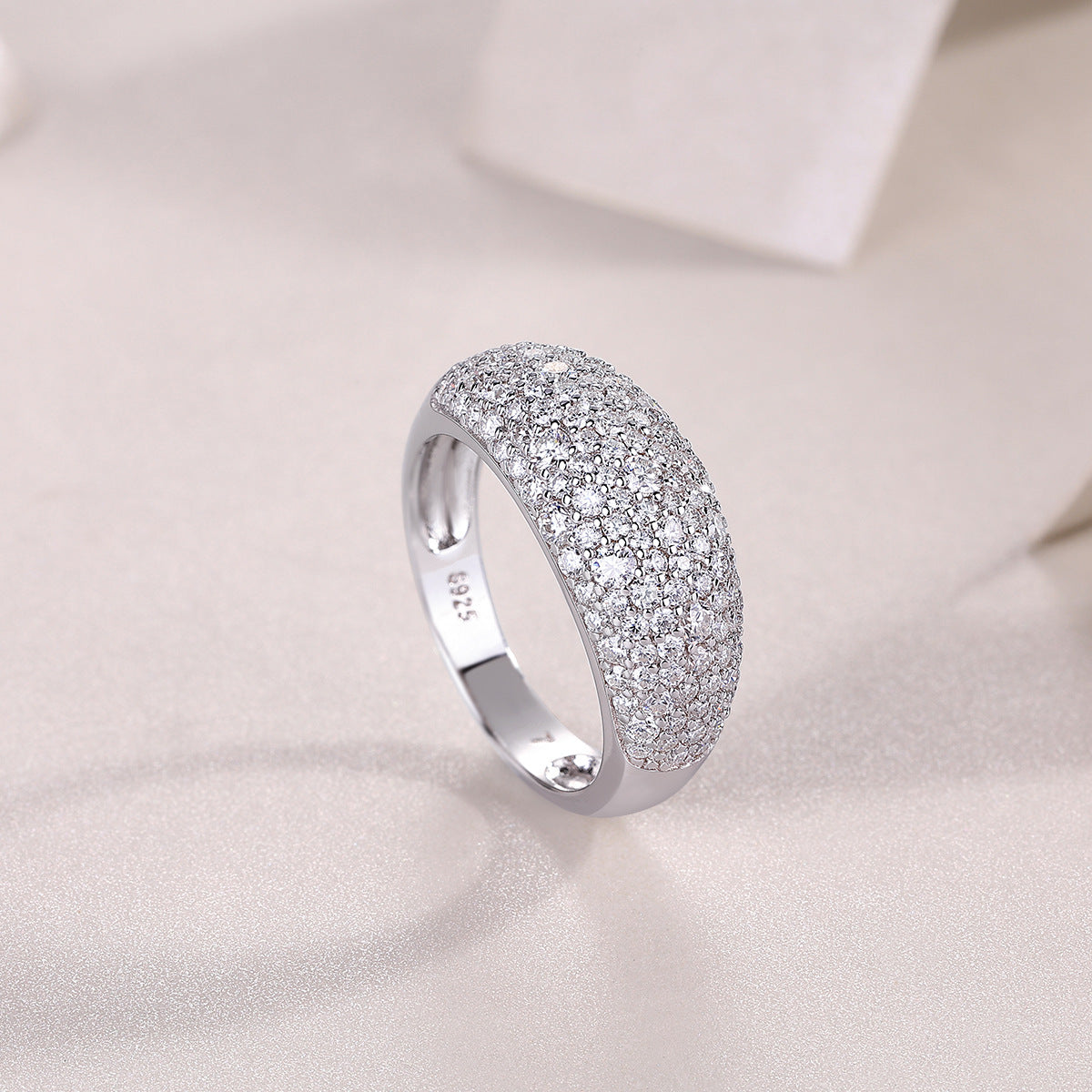 Unisex Moissanite Hip-Hop Style Ring S925 Silver Plated with 18K White Gold