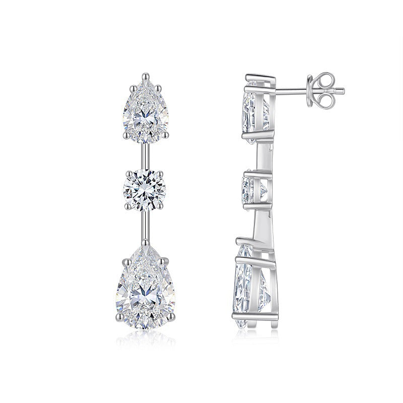 Wedding Water Drop Moissanite Earrings Studs for Women S925 Silver Plated with 18K Gold