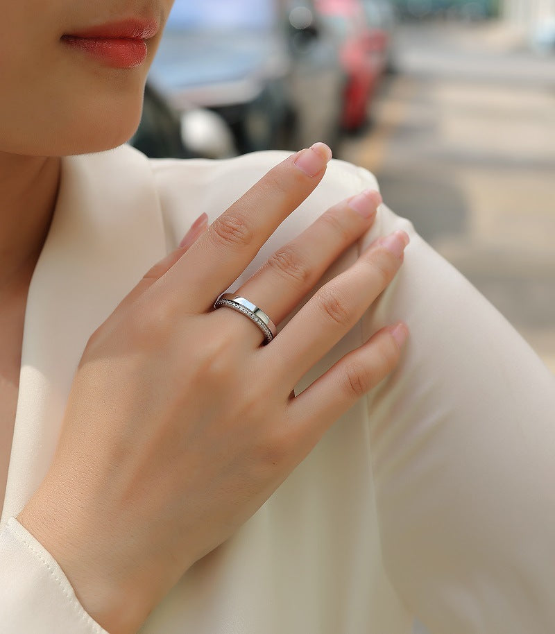 Trendy S925 Sterling Silver Minimalist Women's Ring Non-Fading Moissanite Cross-Border Ins Open Ring
