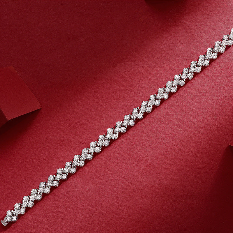 9 Carat Moissanite Luxury Bracelet S925 Silver Plated 18K Gold Women's Style