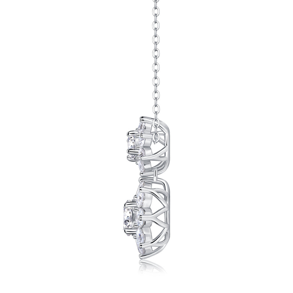 1.5 Carat Moissanite Sunflower Pendant Diamond Necklace S925 Sterling Silver Plated with 18K White Gold for Women