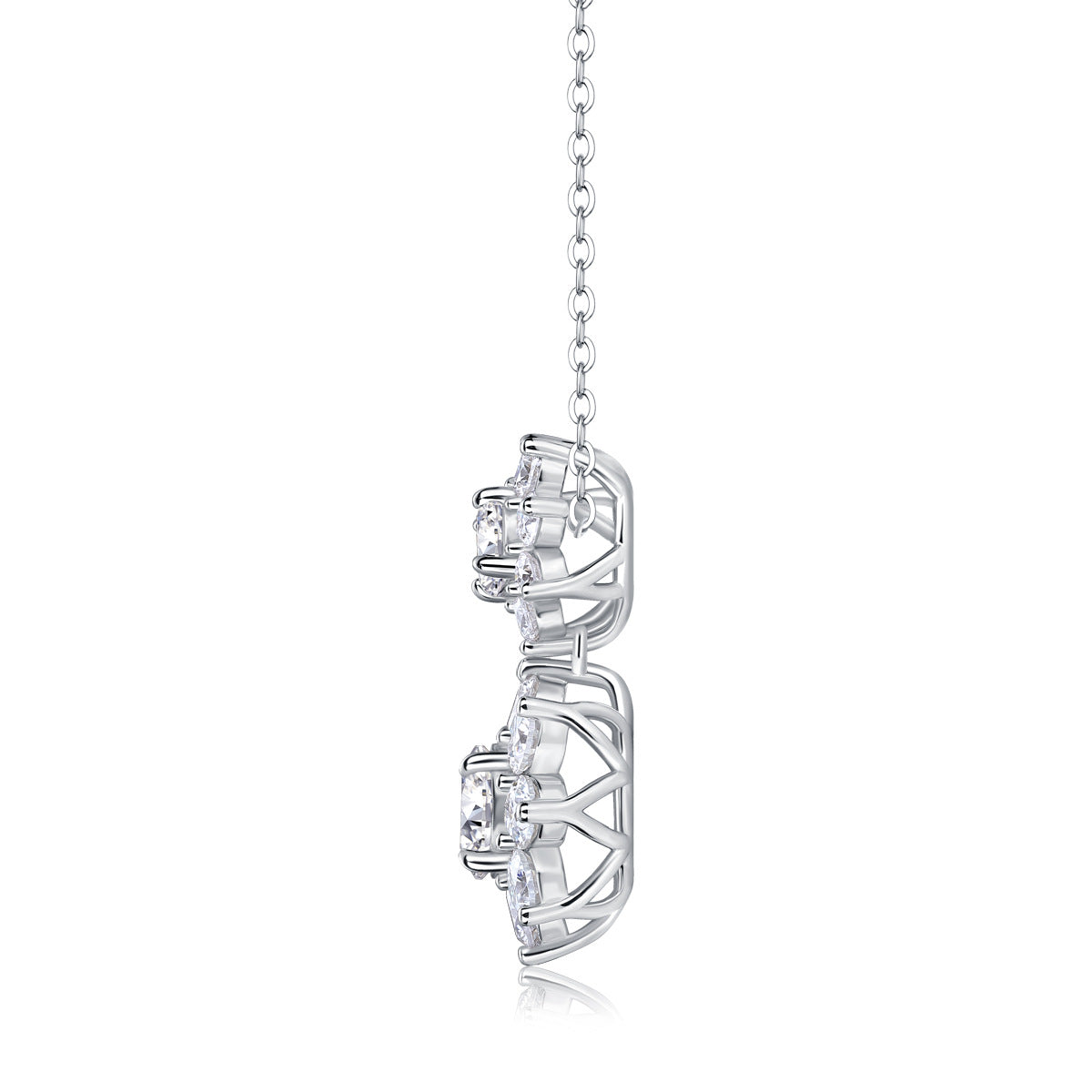 1.5 Carat Moissanite Sunflower Pendant Diamond Necklace S925 Sterling Silver Plated with 18K White Gold for Women