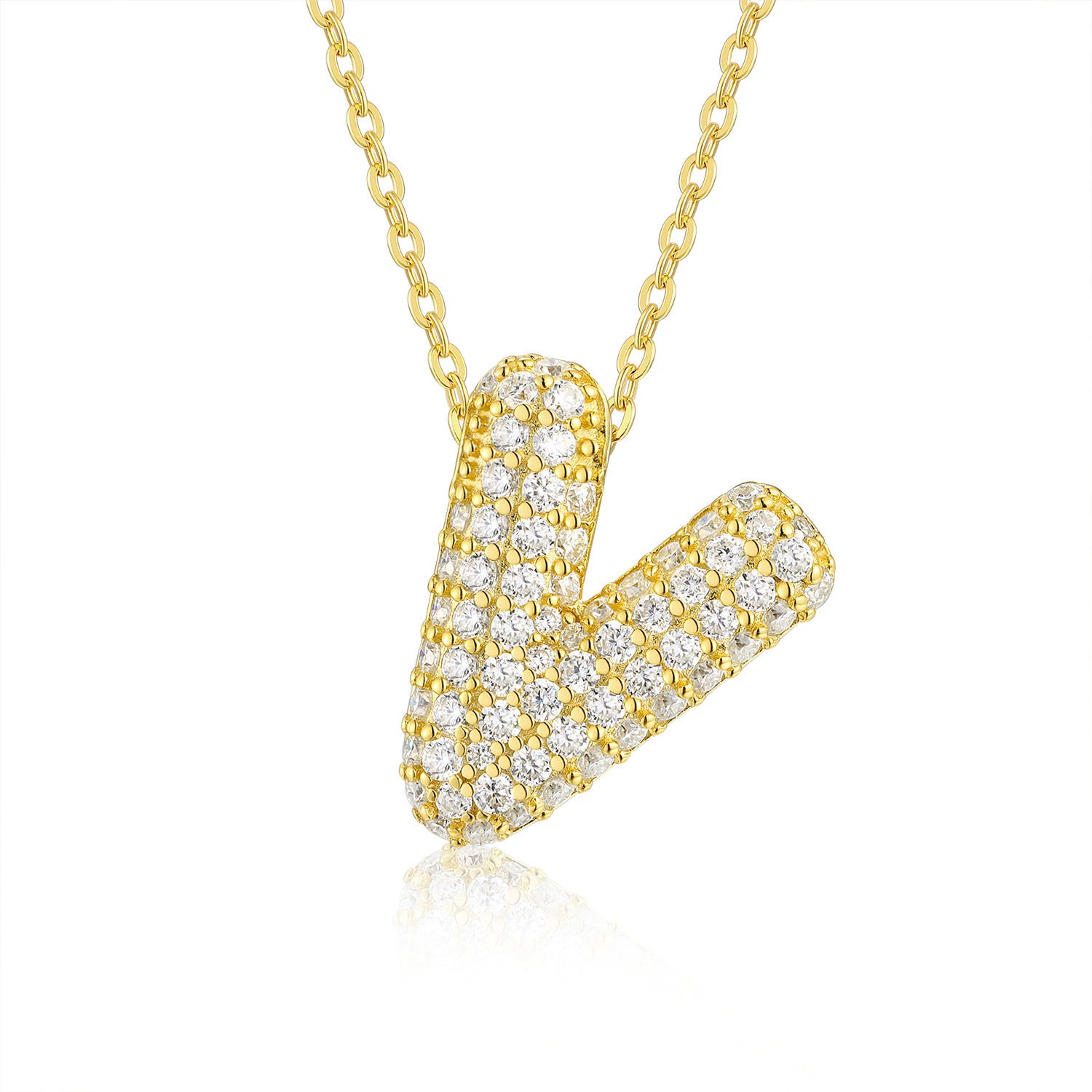 Moissanite 26 Alphabet Pendant Necklace for Men and Women 925 Sterling Silver Plated with 18K Gold