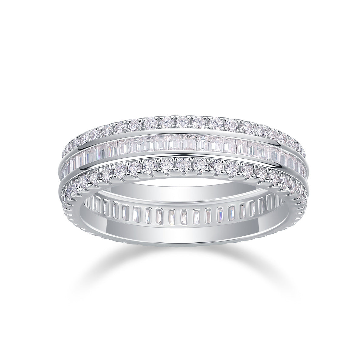 New Men's and Women's Moissanite Ring S925 Plated with 18K White Gold