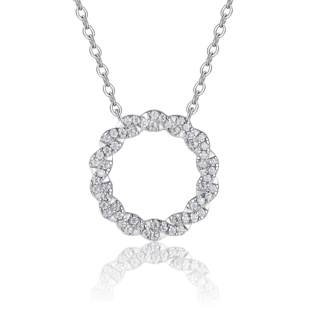 Round Moissanite Women Necklace S925 Silver Plated 18K White Gold