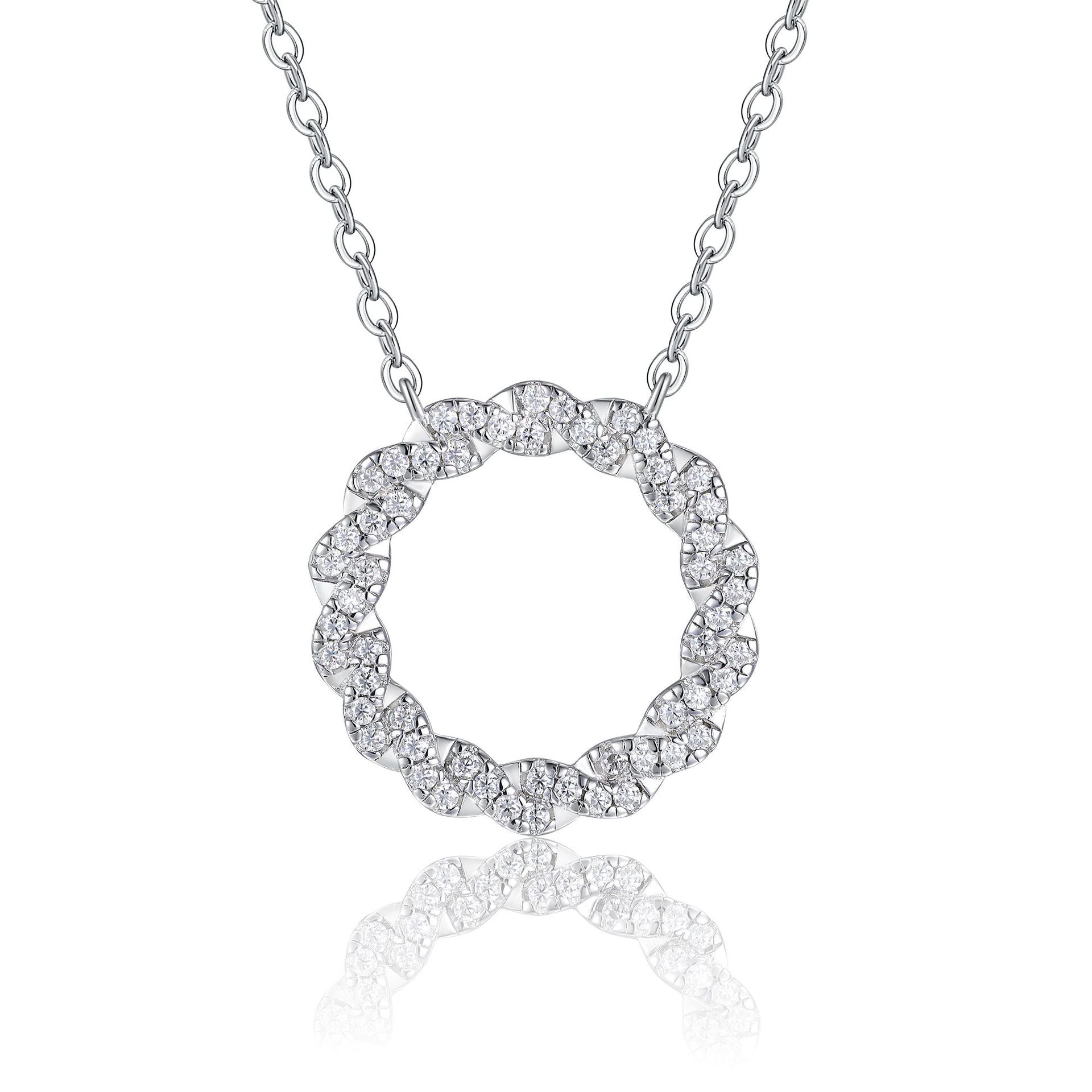 Round Moissanite Women Necklace S925 Silver Plated 18K White Gold