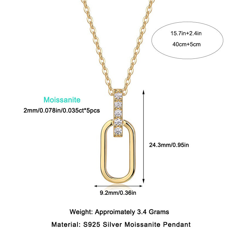 Light and Shadow Geometry Single Row Moissanite Pendant Necklace