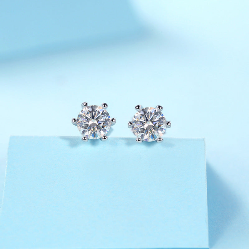 4CT(2CT*2)D-VVS1 Lab-Grown Diamond Six-Prong Unisex Earrings