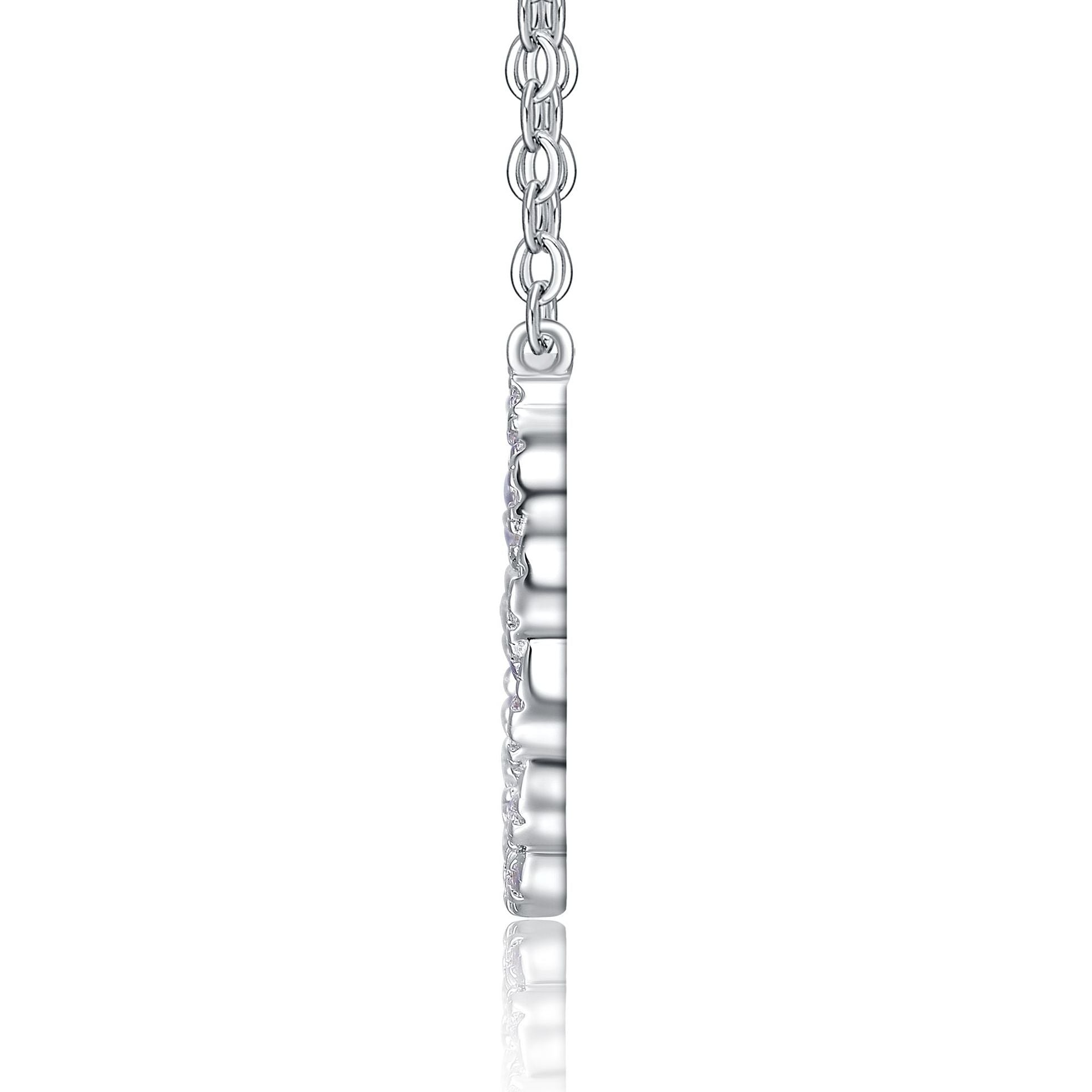 Round Moissanite Women Necklace S925 Silver Plated 18K White Gold