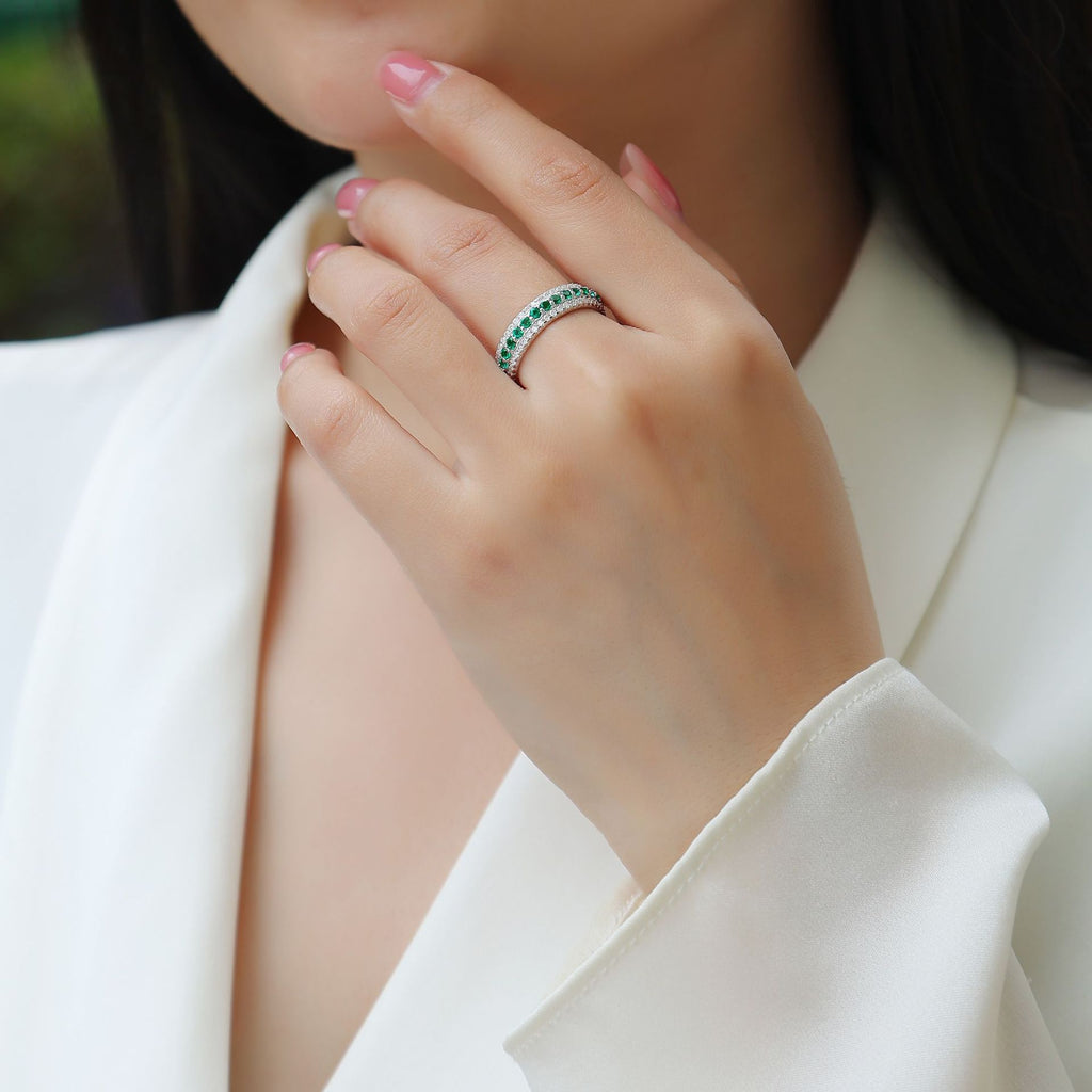 Colorful Cultivated Gemstone Moissanite Ring for Women
