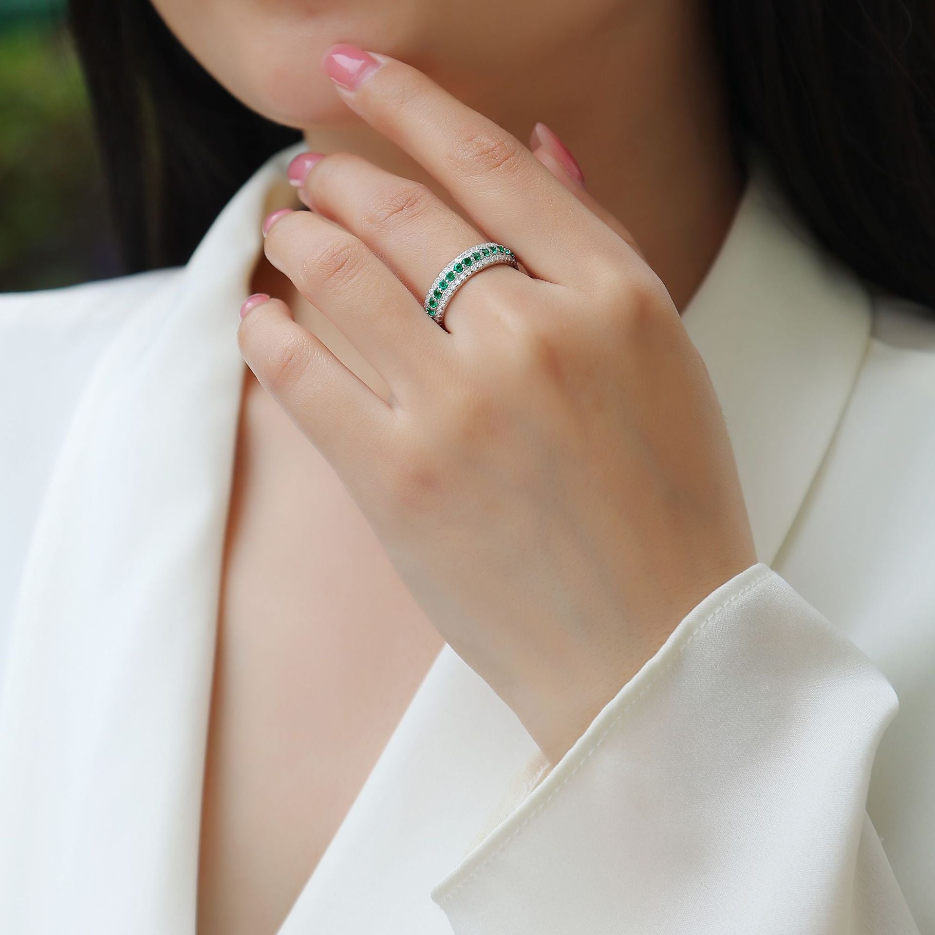 Colorful Cultivated Gemstone Moissanite Ring for Women