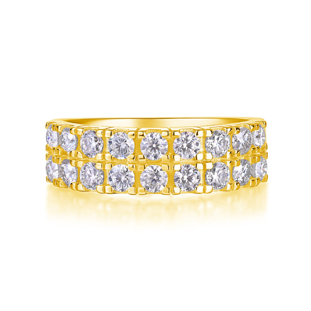 Double Row 1.8CT Moissanite Engagement Ring For Men and Women