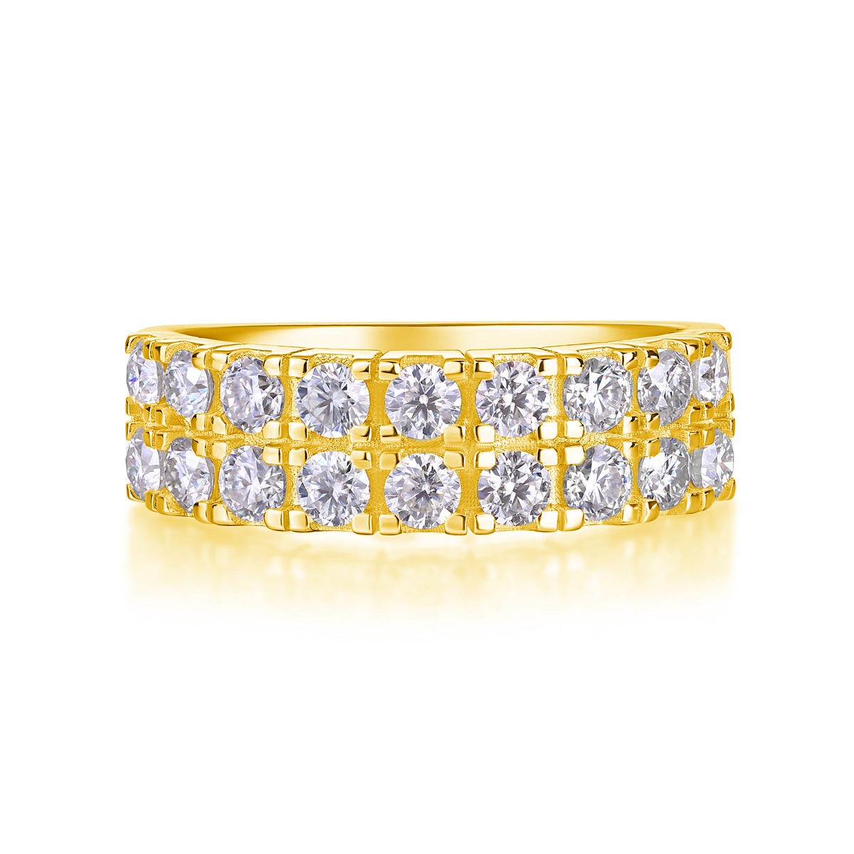 Double Row 1.8CT Moissanite Engagement Ring For Men and Women