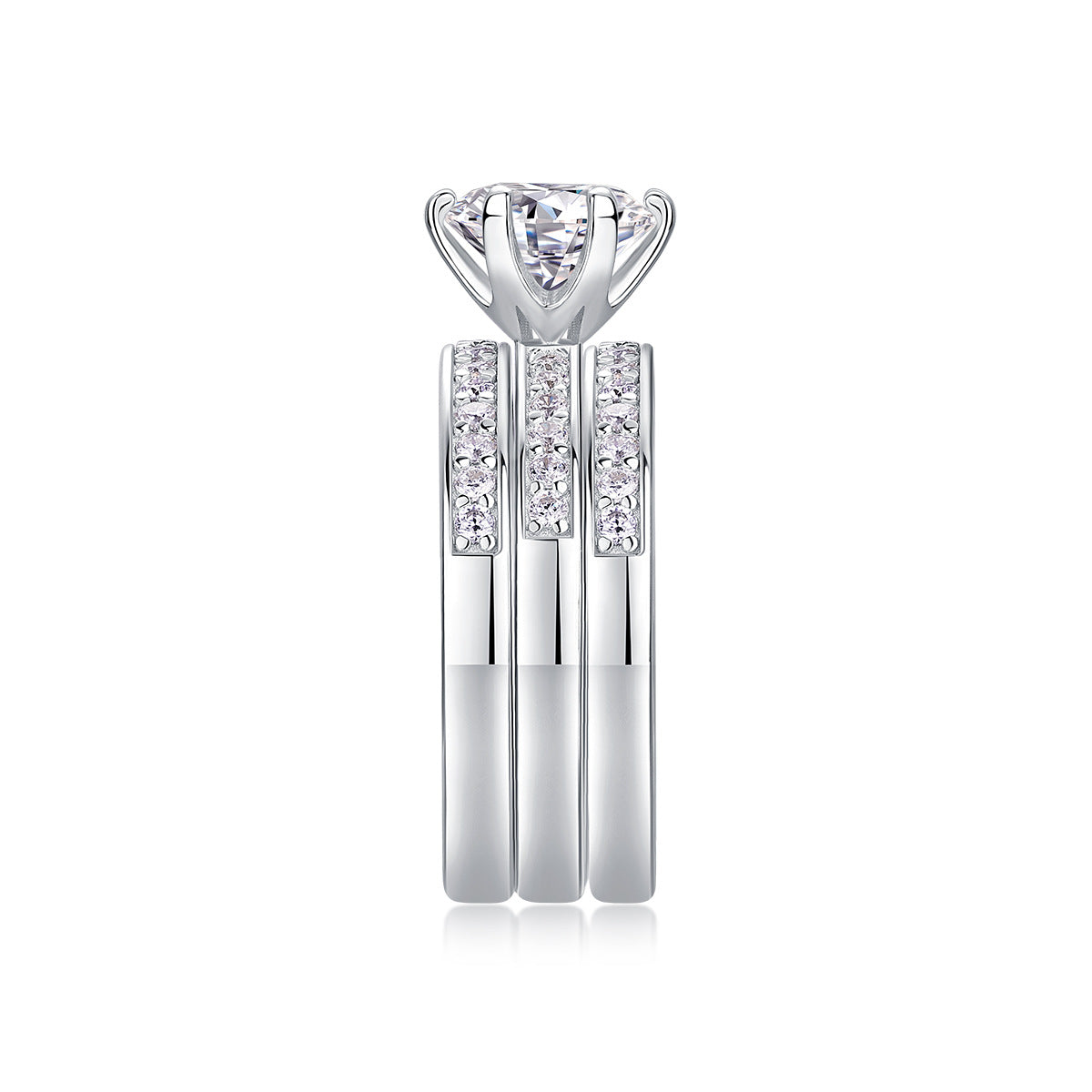 2 Carat Moissanite Three-Piece Stackable Artistic Multiple Matching Rings