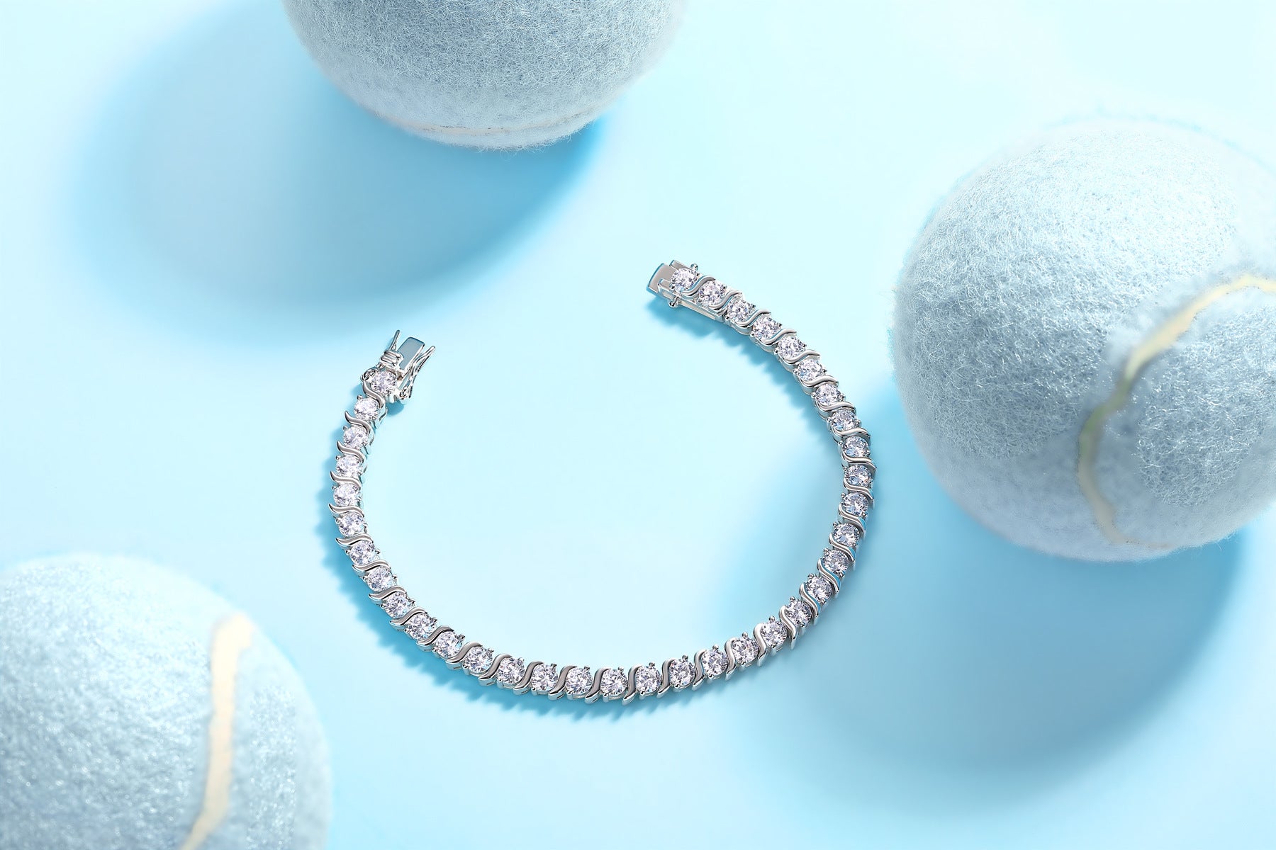 Men's and Women's Single Row Moissanite Tennis Bracelet S925 Sterling Silver Plated with 18K White Gold