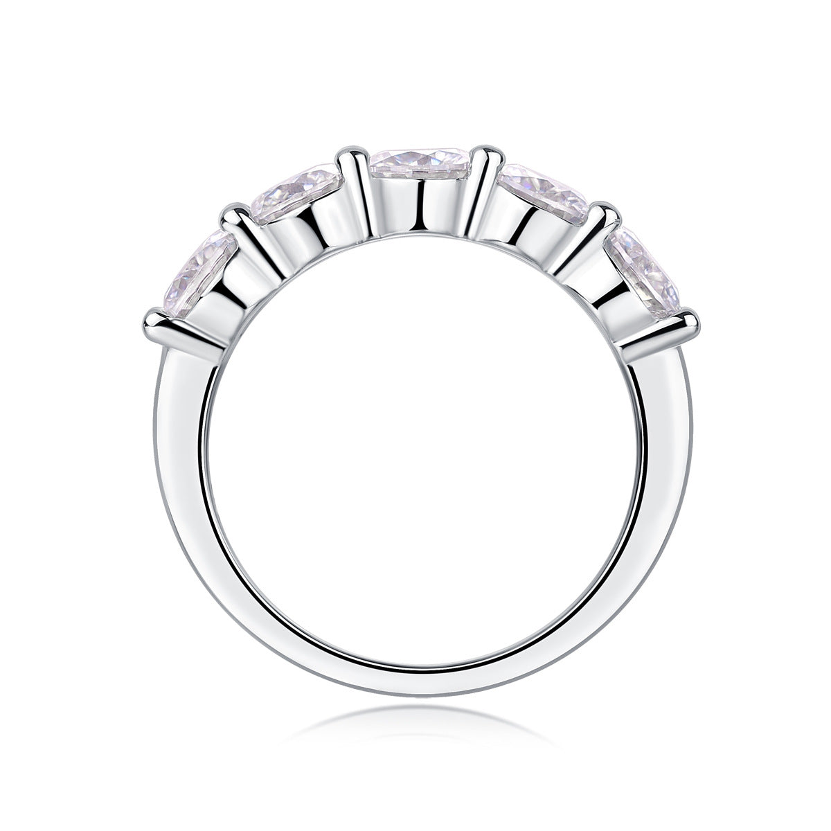 2.5 Carat Moissanite Single Row Inlaid Diamond 50 Points*5 Ring For Women