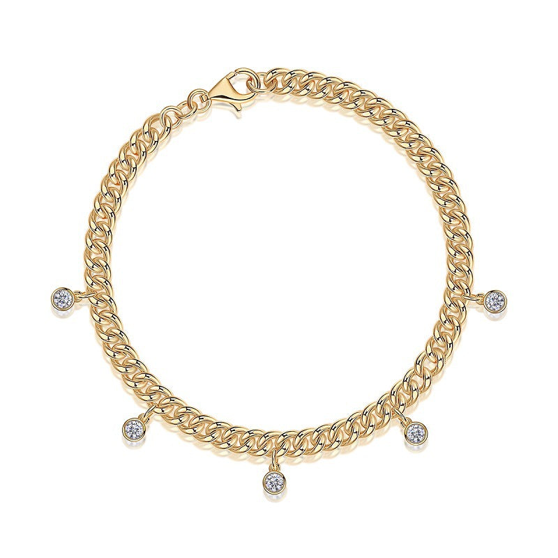 Moissanite S925 Sterling Silver Gold-Plated Tennis Bracelet