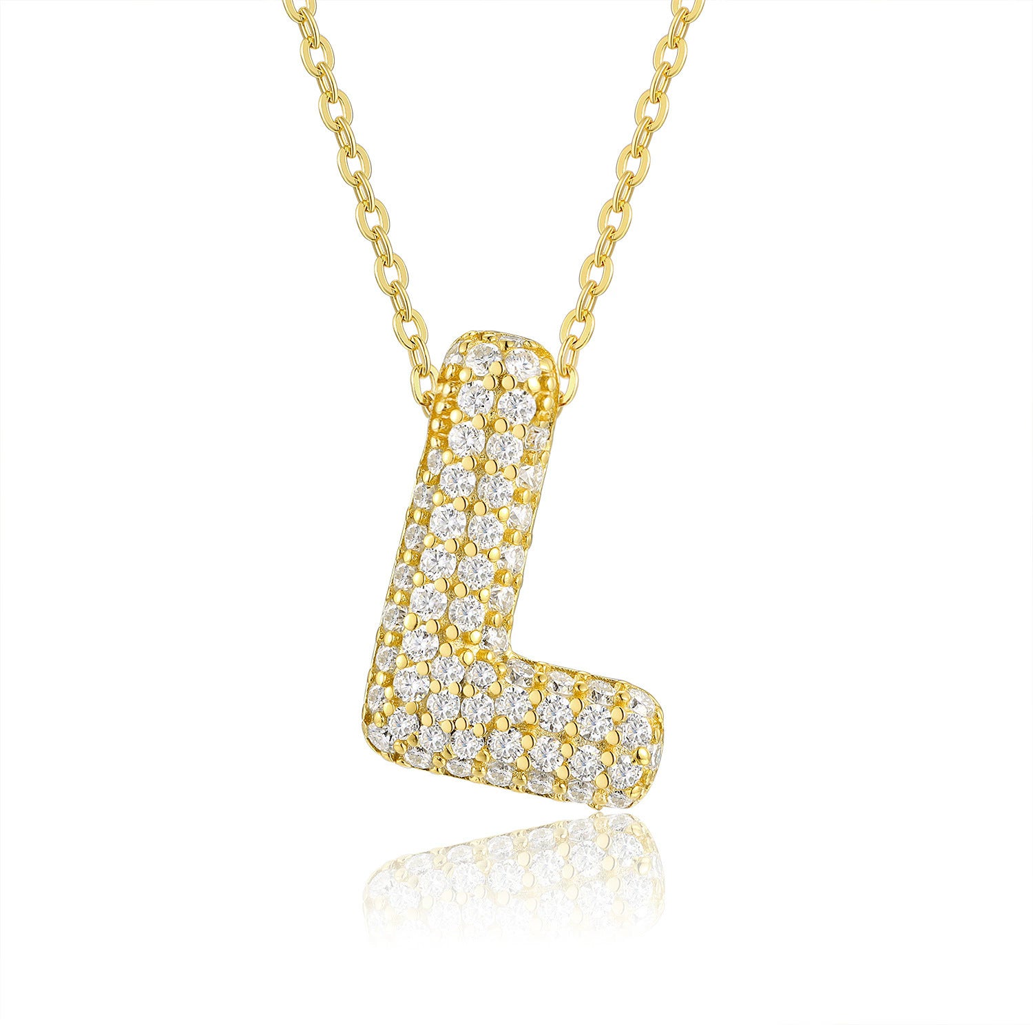 Moissanite 26 Alphabet Pendant Necklace for Men and Women 925 Sterling Silver Plated with 18K Gold