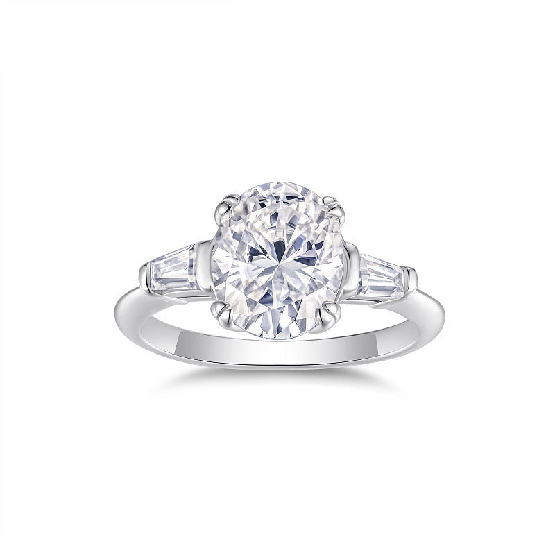 8*10 Egg-Shaped Moissanite Diamond Ring for Women