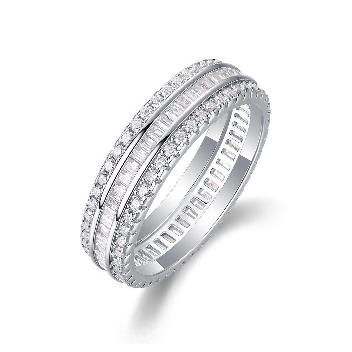 New Men's and Women's Moissanite Ring S925 Plated with 18K White Gold