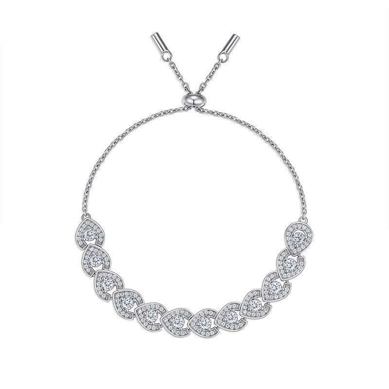 Half Moon Moissanite Bracelet for Women S925 Silver Plated with 18K White Gold