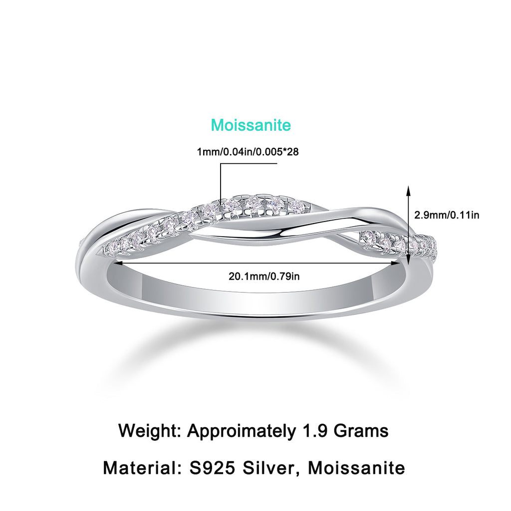 S925 Plated 18K White Gold Moissanite Diamond Braided Ring Engagement Rings For Women