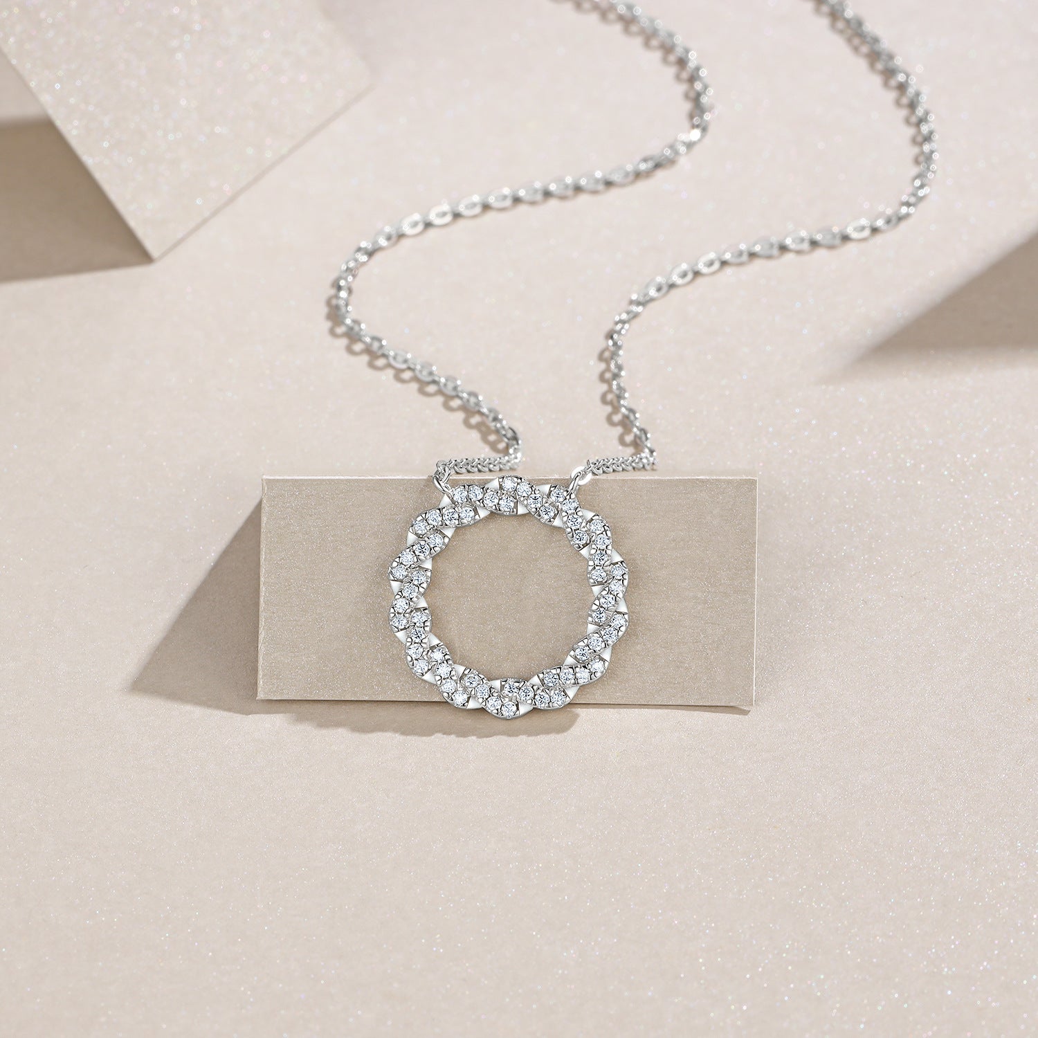 Round Moissanite Women Necklace S925 Silver Plated 18K White Gold