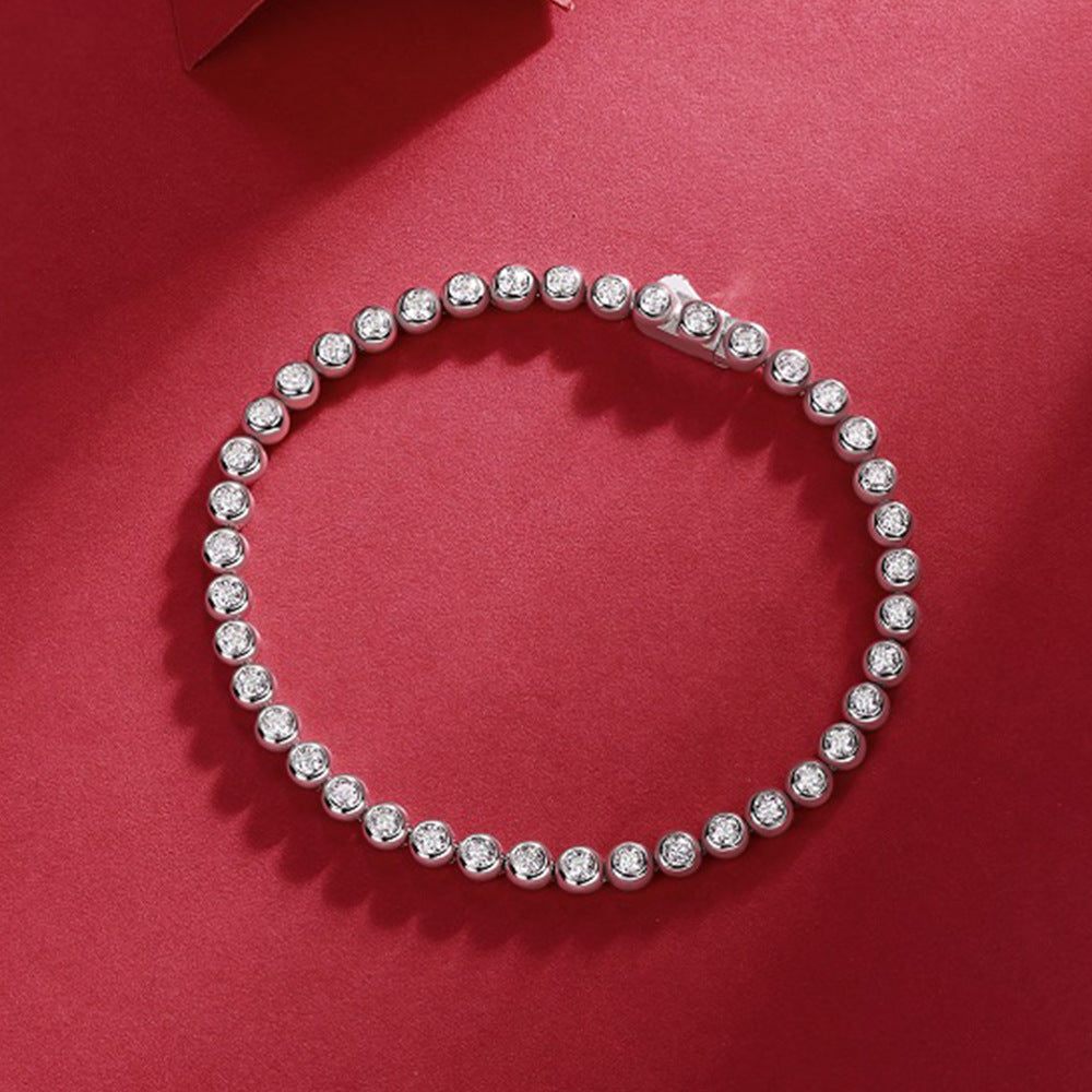 Bubble 1.8mm Round Moissanite Tennis Bracelet S925 Silver Plated 18k White Gold
